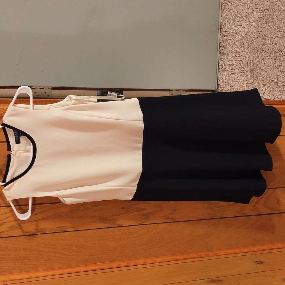 Ralph Lauren Elegant Black and Cream Sleeveless Dress